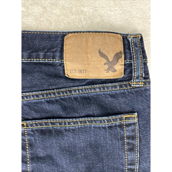 American Eagle Jeans Mens 34 X 32 Original Straight Dark Blue Denim Western - Picture 7 of 8